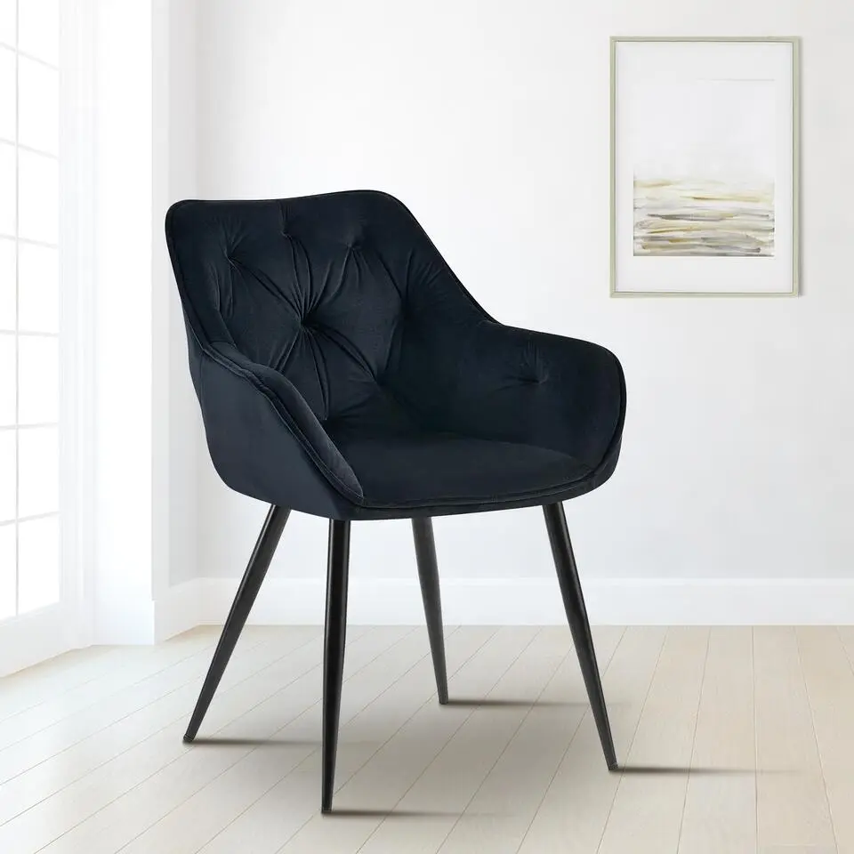 CLP Eetkamerstoel Cassis zwart Frame - Fluweel - zwart