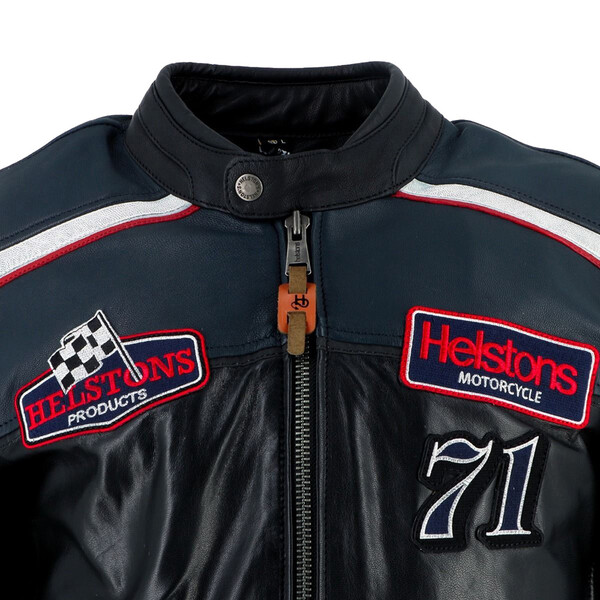 Helstons - Blouson Formula Sport - cuir Bleu / Noir / Blanc