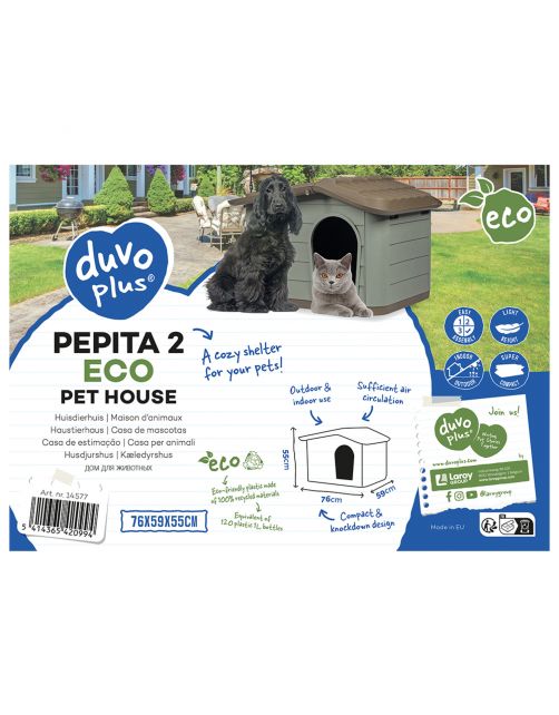 Duvo+ Hondenhuis Pepita 1 Eco Bruin&Groen - Hondenhok