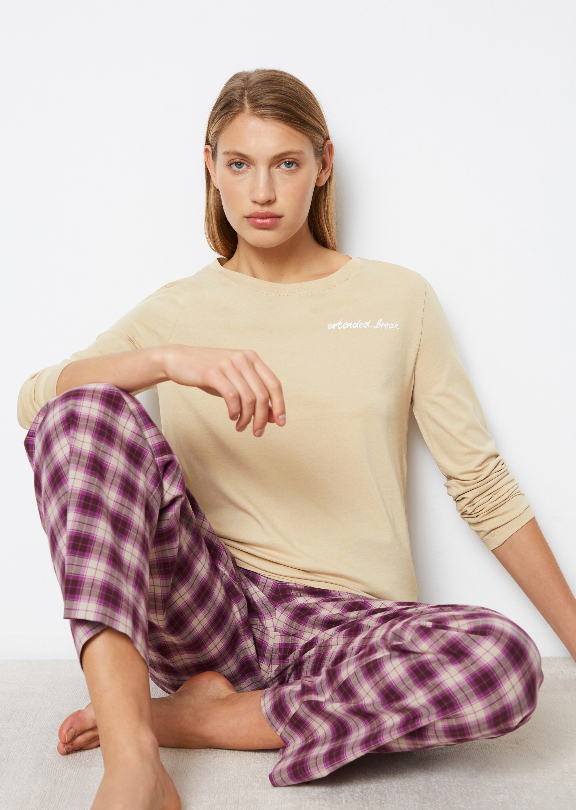 Langarm-Lounge-Shirt aus Bio-Baumwoll-Jersey