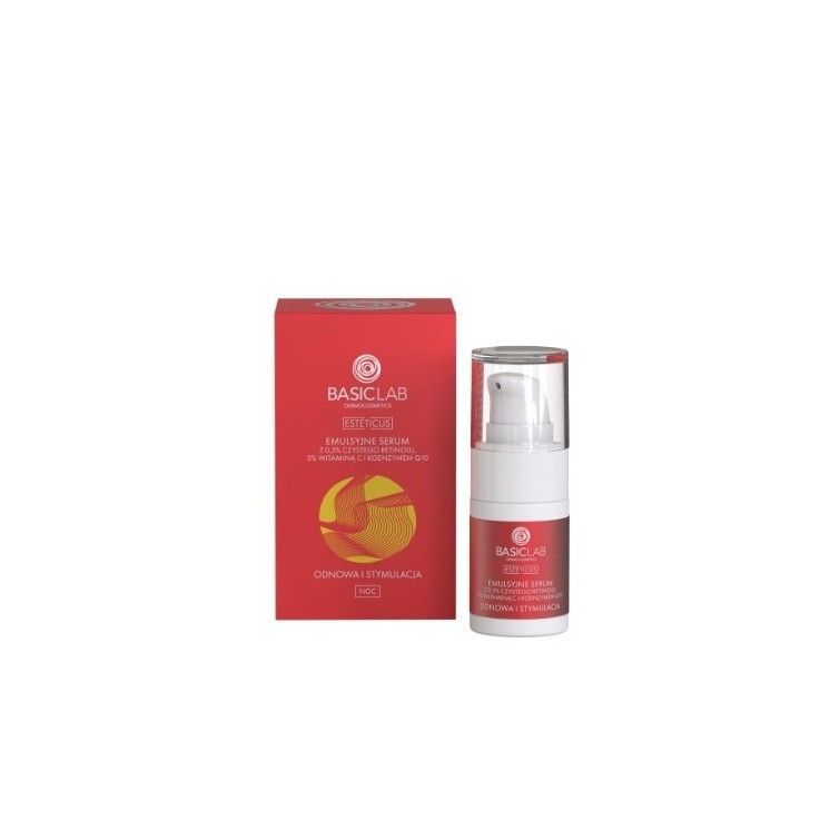 BasicLab Esteticus Emulsion Serum mit 0,3 % reinem Retinol, 3 % Vitamin C 15 ml
