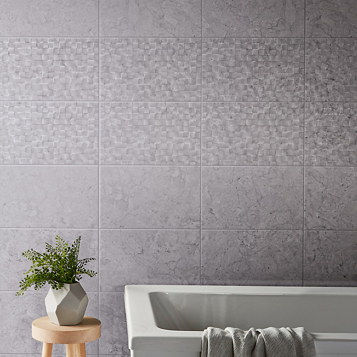 Carrelage mural Ideal 25x40 cm effet marbre gris