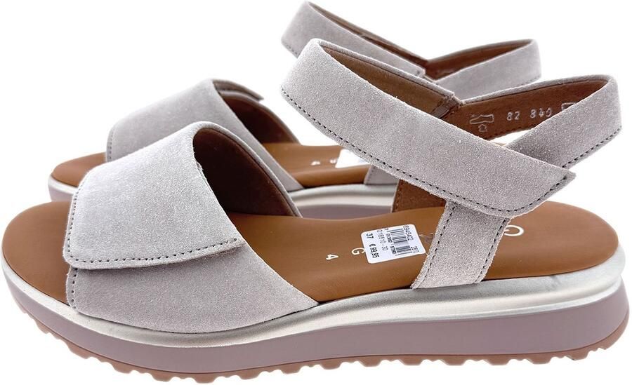 Gabor Dames Sandalen met hak 840.1 Beige Suède Plateauzool