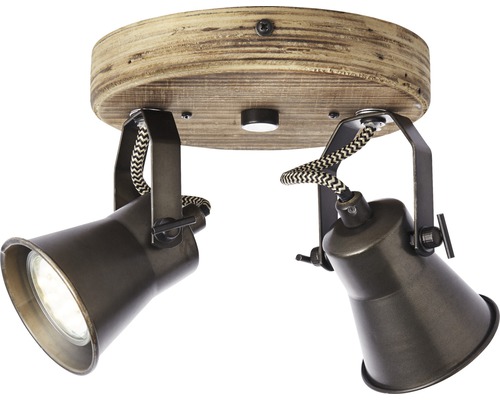 Plafondspot Rondell 2-lichts HxB 13x16 cm bruin/zwart