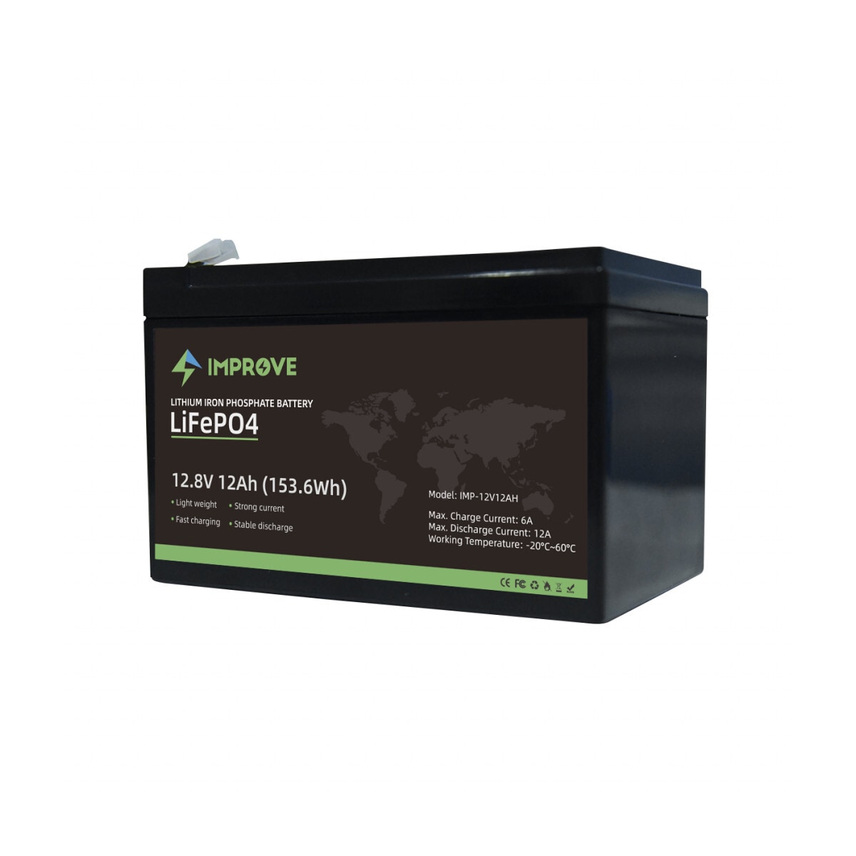 IMPROVE Lithium Batteri 12V 12Ah (LiFePO4) BMS 12A