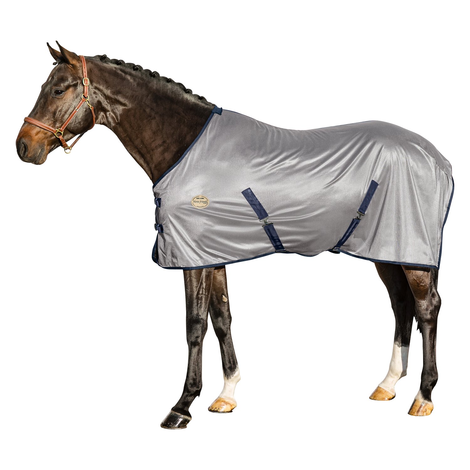 Horse-friends Fliegendecke feinmaschig  - silber/navy