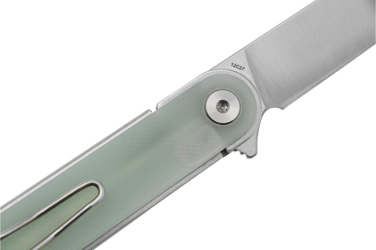 Real Steel Iris Flipper 8061AN Satin 12C27, Natural G10, zakmes