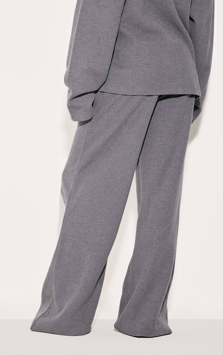 Charbon Pantalon Large Slouchy En Côtes Brossées Épaisses