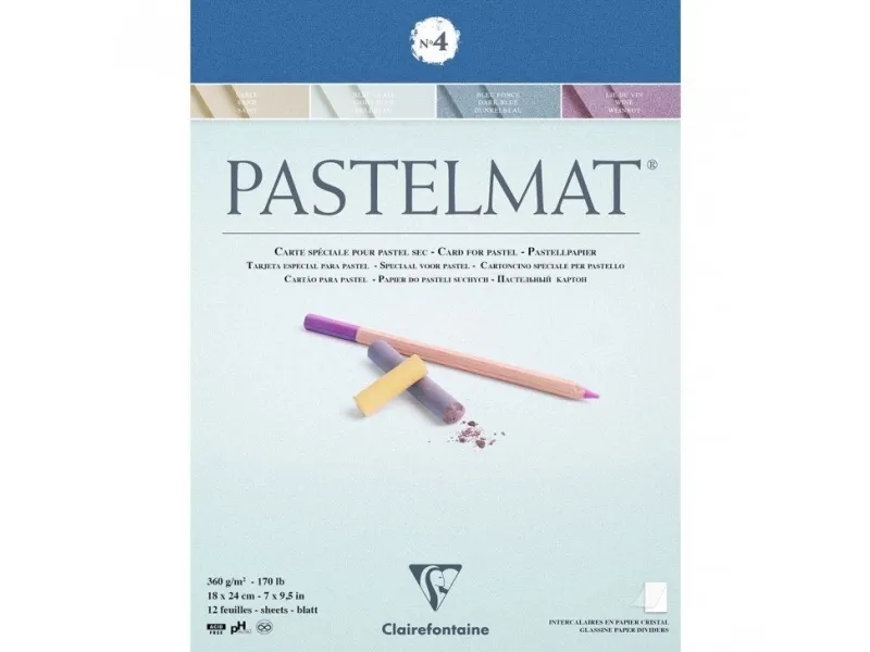 Clairefontaine PASTELMAT paper nr. 4 - 18x24 cm - 12 ark 4 farver
