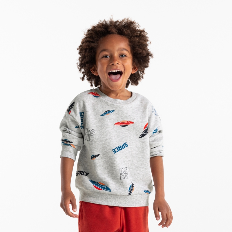 Sweat-shirt imprimé blanc garçon