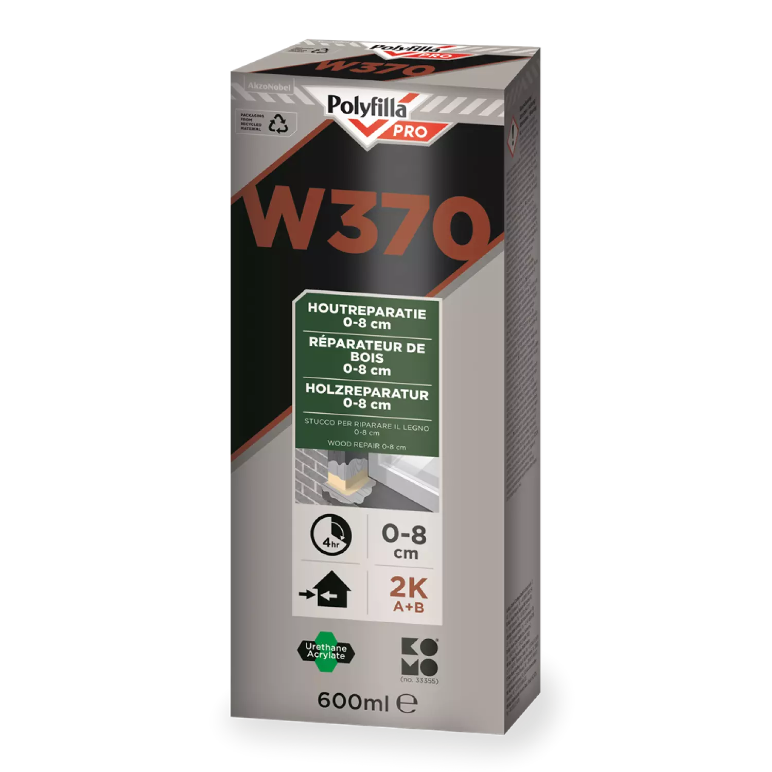 Polyfilla W370 2K Grote Houtreparatie 600 Ml (2 X 300 Ml Kok