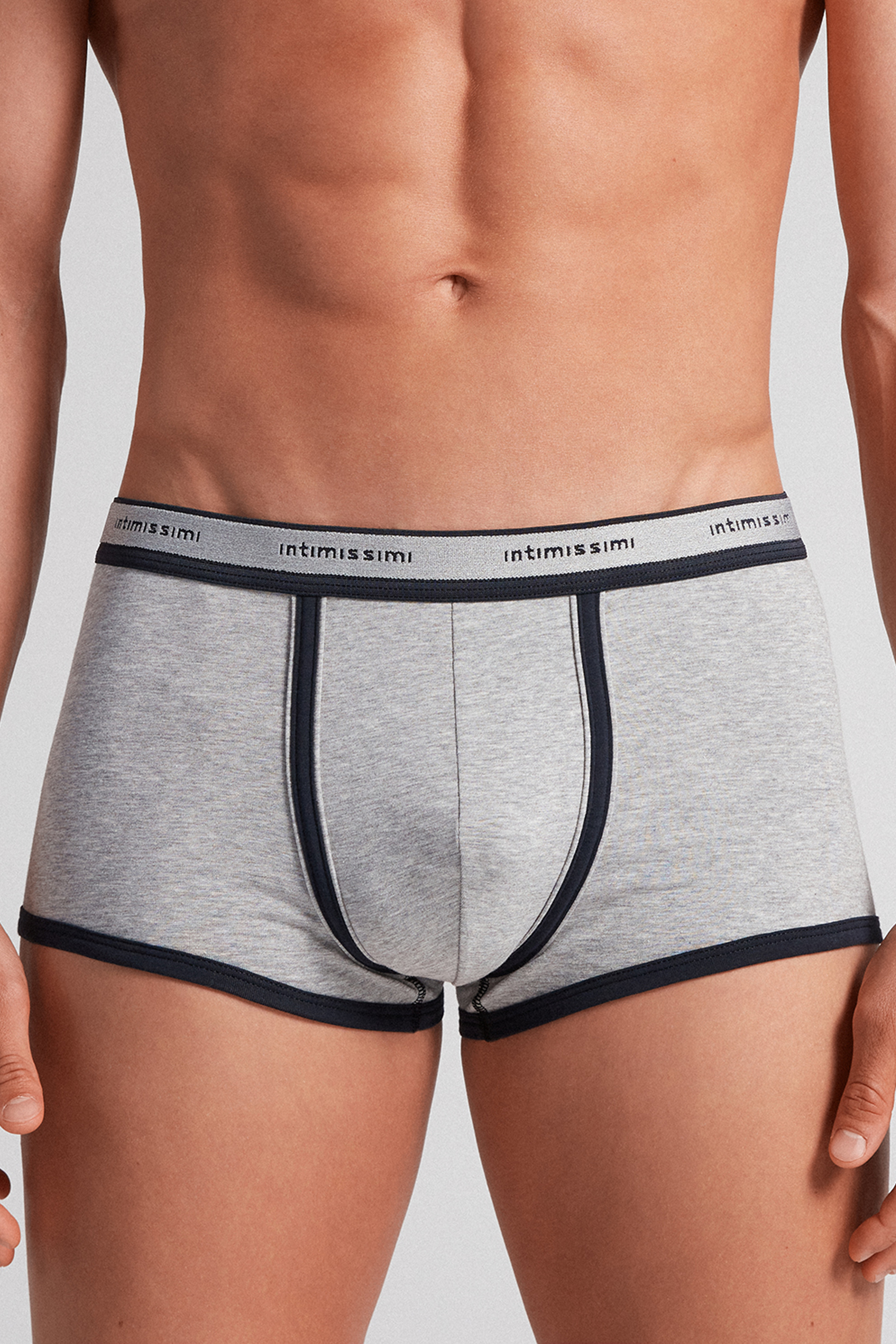 Cuecas boxer em algodão elástico Supima® com logotipo.