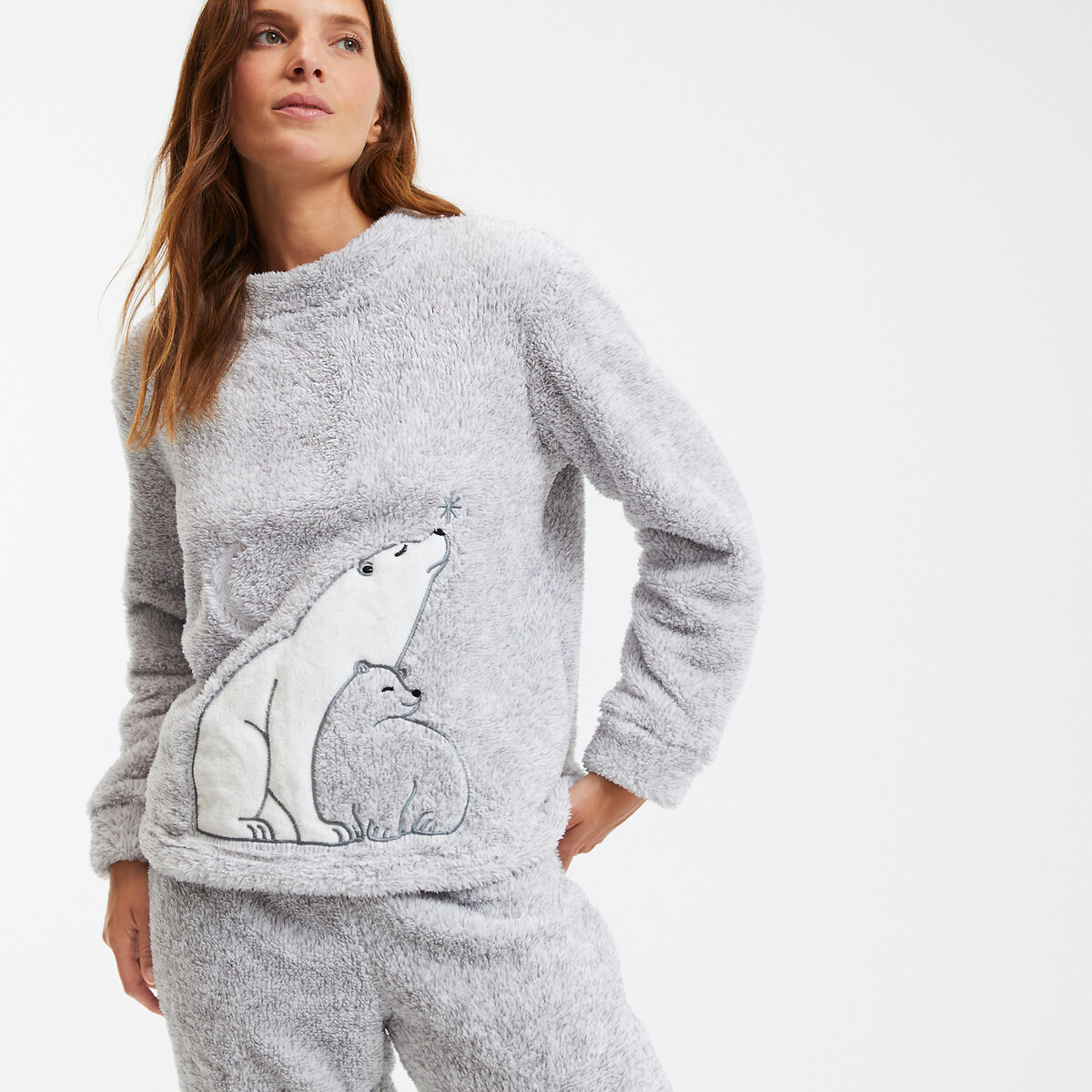 SO'HOME<br>Pijama de sherpa com urso polar bordado