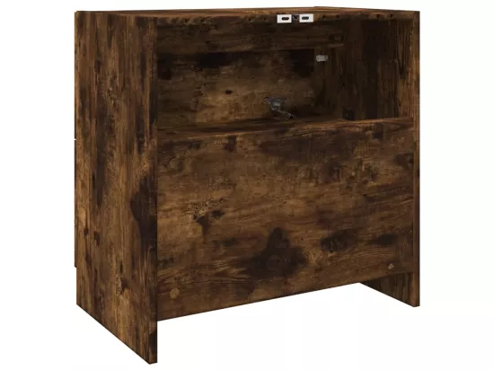 Meuble d'évier chêne fumé 59x37x59 cm bois d'ingénierie