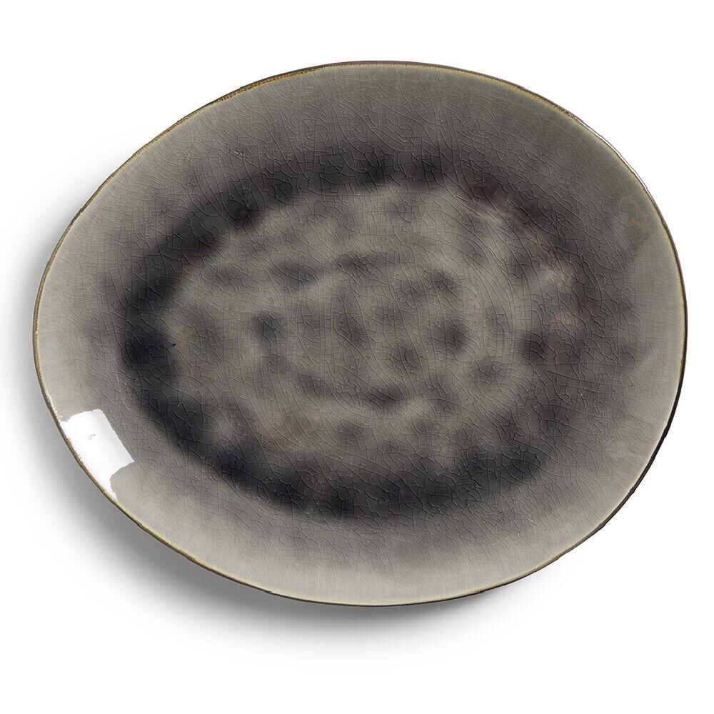 Assiette plate grès effet artisanal 28,5x24cm