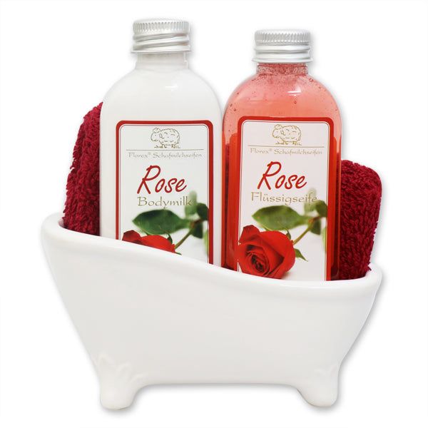 Florex - Mini Badewannen Set 4-teilig in Cello, Rose