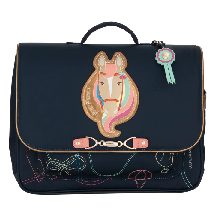Jeune Premier Cartable Midi Cavalier Couture | Bleu marine