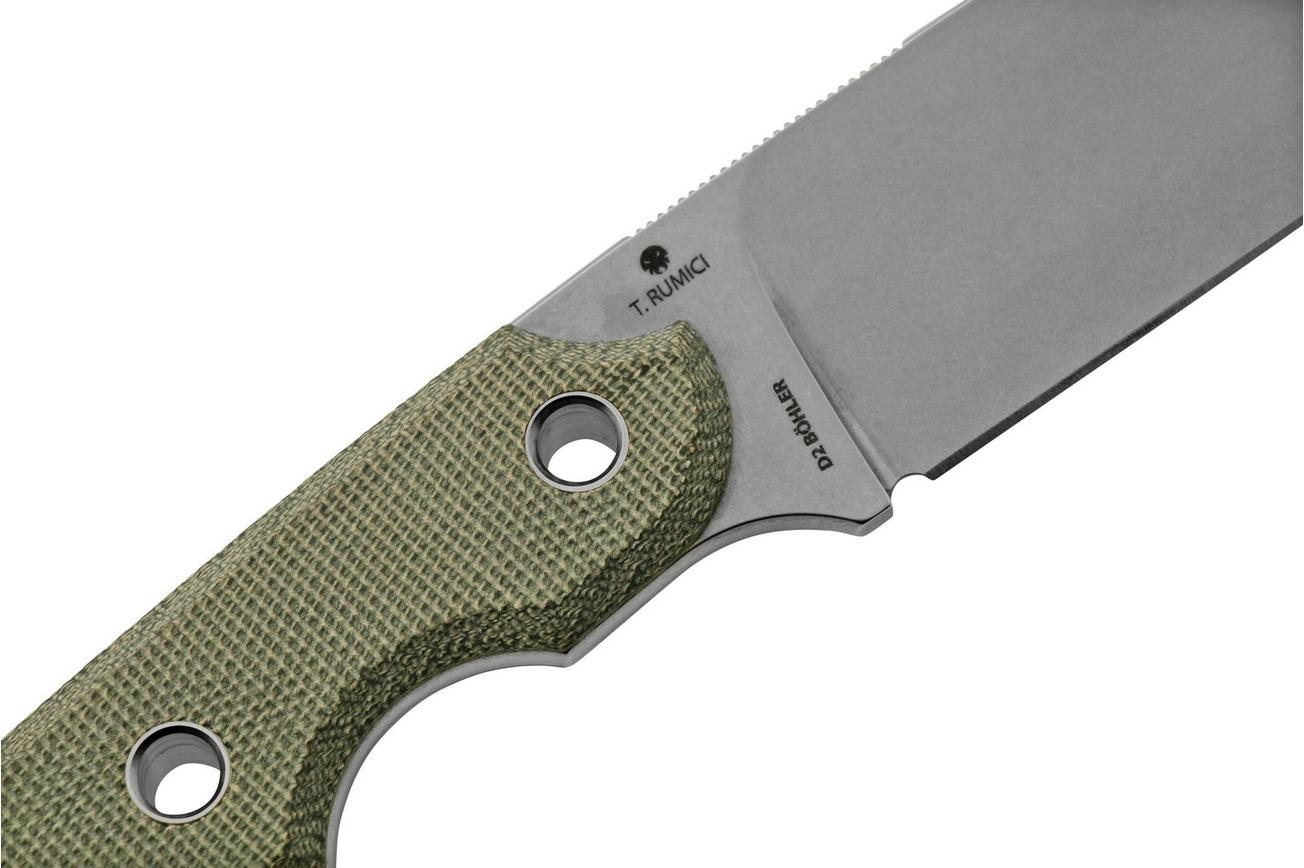 Viper Basic 3 VT4036CG D2 Spear Point Stonewashed, Green Canvas Micarta, vaststaand mes