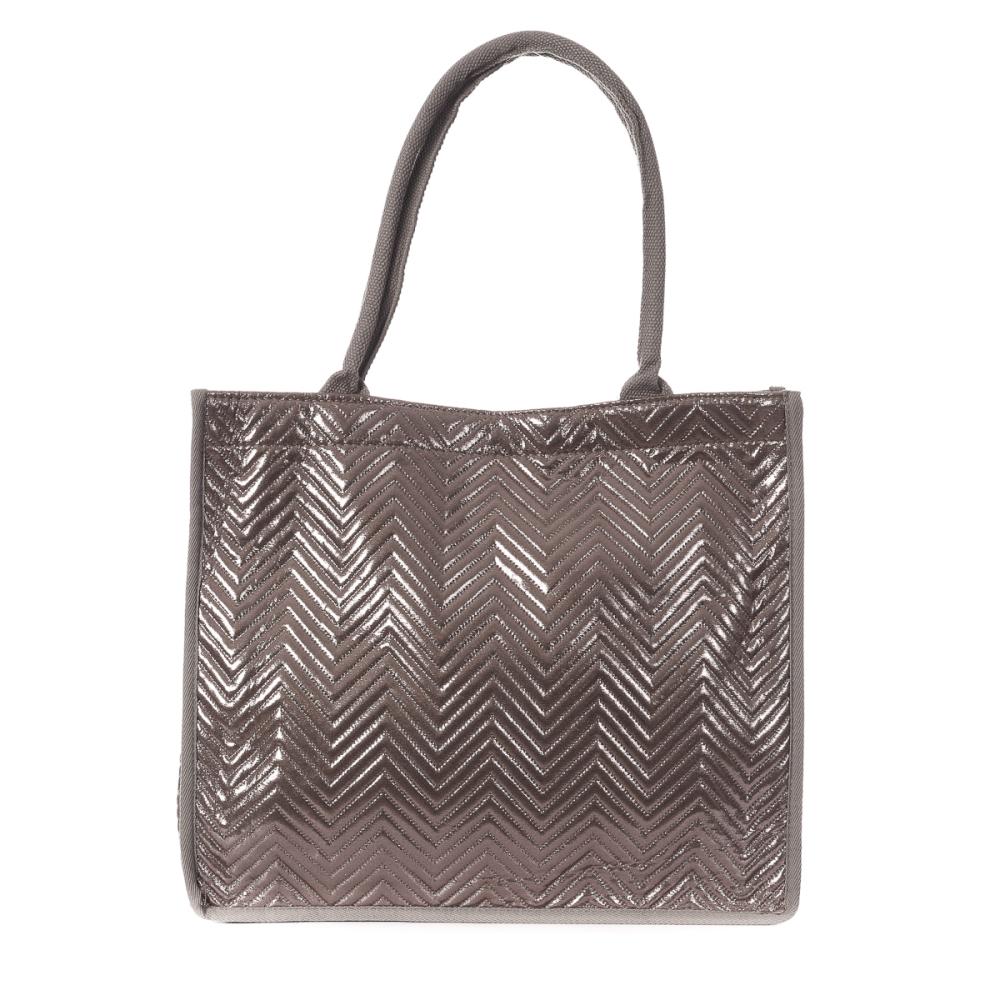 Stella Green Sac Caba Fourre tout Gris Métallique Stella Green Matelasse Chevron 3