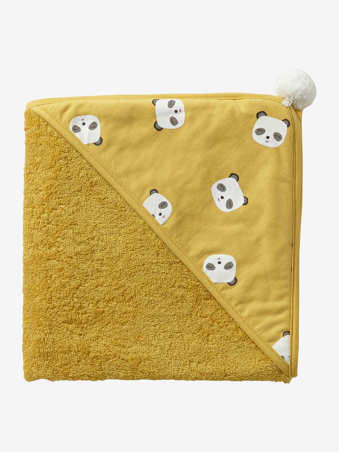 Capa de banho lisa verde-média com estampa de panda.