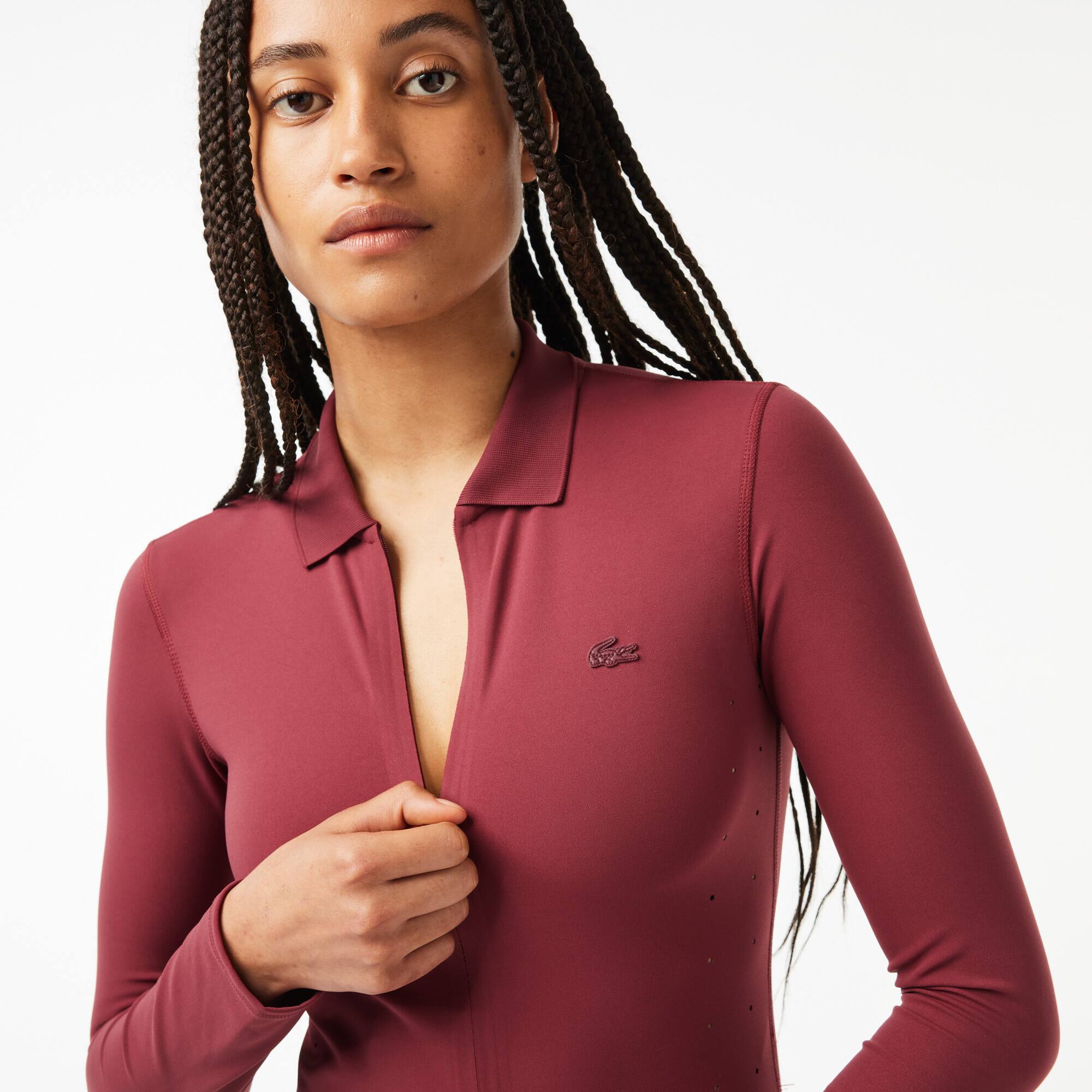 Damen LACOSTE Body aus recyceltem Polyamid Lange Ärmel - Rot - Lacoste - Damen