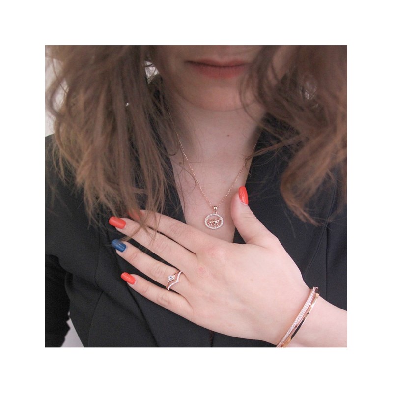 Pendentif Zodiaque Taureau - Or Rosé et Cristal