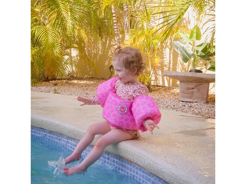 Swim Essentials Schwimmflügel Gurt 2-6 Jahre Leopard Pink Pfützenspringer mit Panther-Print