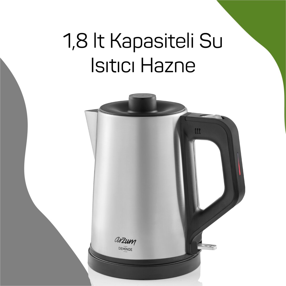 Arzum Teekocher 1800W Wasserkocher Edelstahl Elektrischer Teemaschine