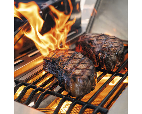 Nexgrill 5-pits gasbarbecue + zijbrander, zwart, inclusief opbergplank, dekselthermometer, geëmailleerde gietijzeren planchaplaat, vetopvangbak, grillpan, grillrooster, krachtige warmtezone, zijplank, warmhoudrek. Geëmailleerd gietijzeren grillrooste