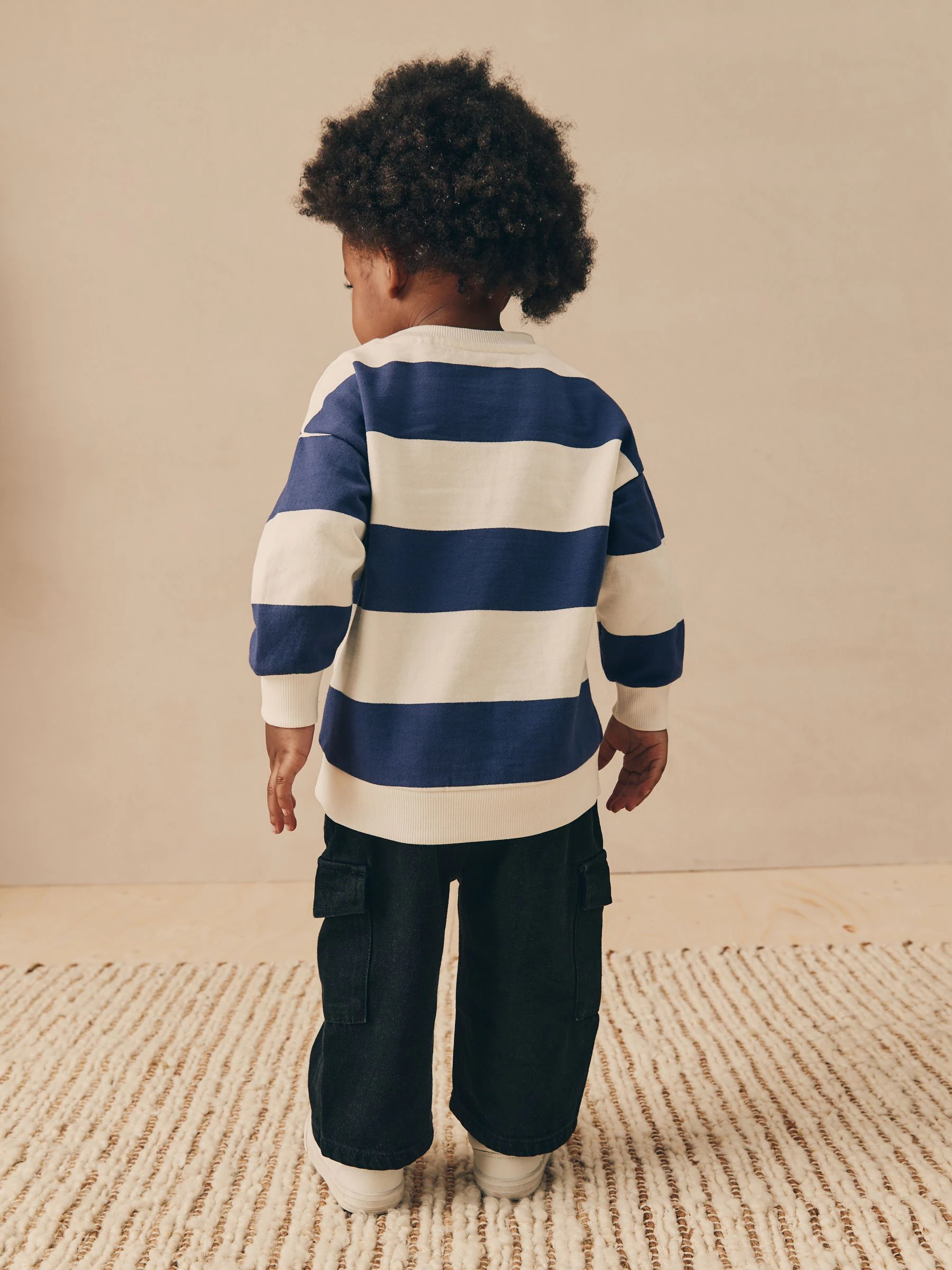 Wit/blauw gestreept - Bluey sweatshirt van katoen met ronde hals (12mnd -8jr)
