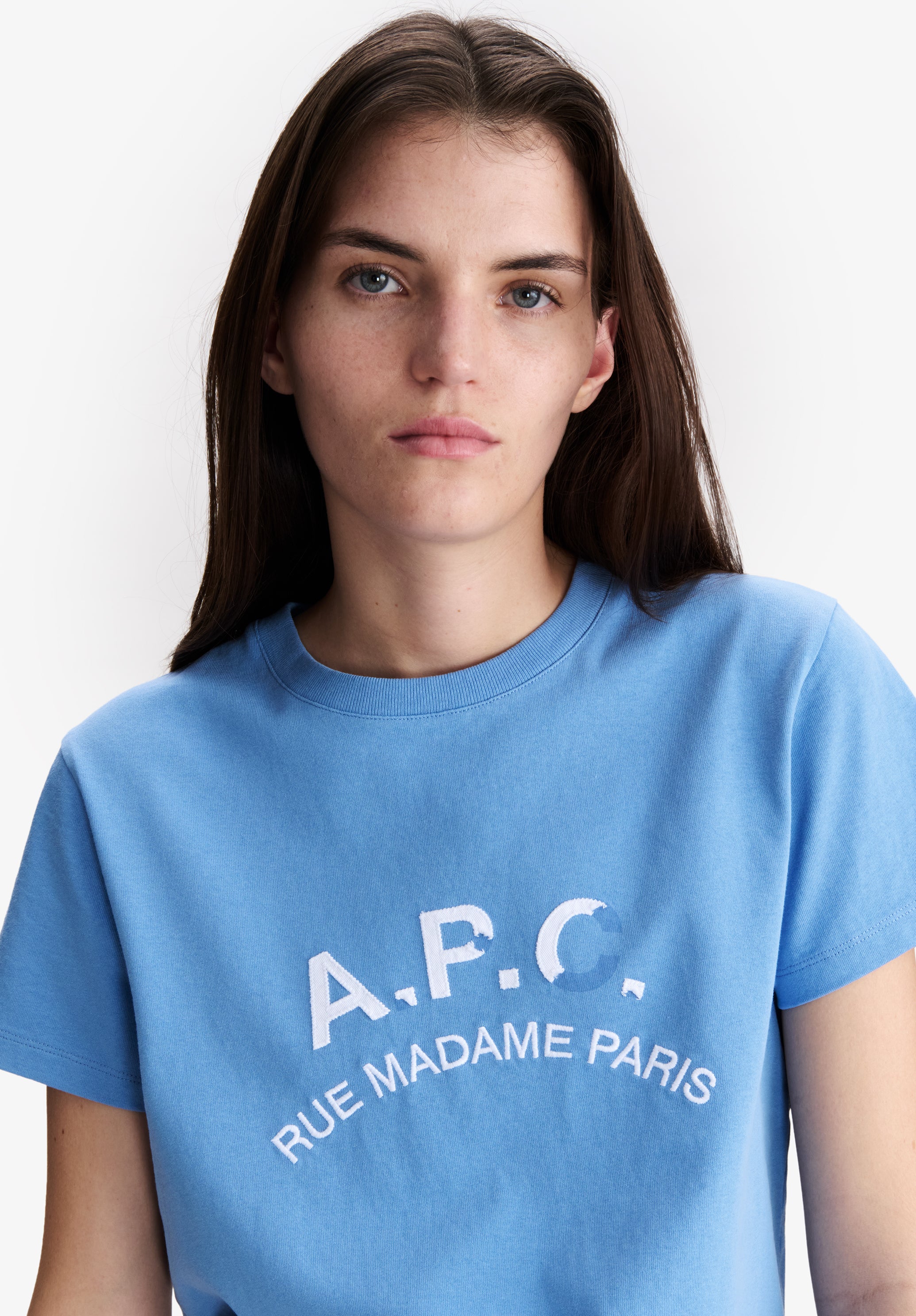 T-shirt bleu clair à logo A.P.C. effet vintage - Bleu clair