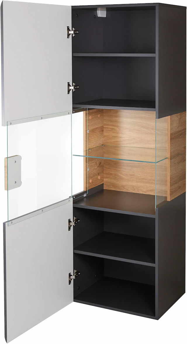 GOODproduct Hängevitrine »Toledo,Höhe 159 cm trendige Glasvitrine mit dekorative MDF-Front« Vitrine mit Glasfront, ohne Beleuchtung, viel Stauraum, hochglanz