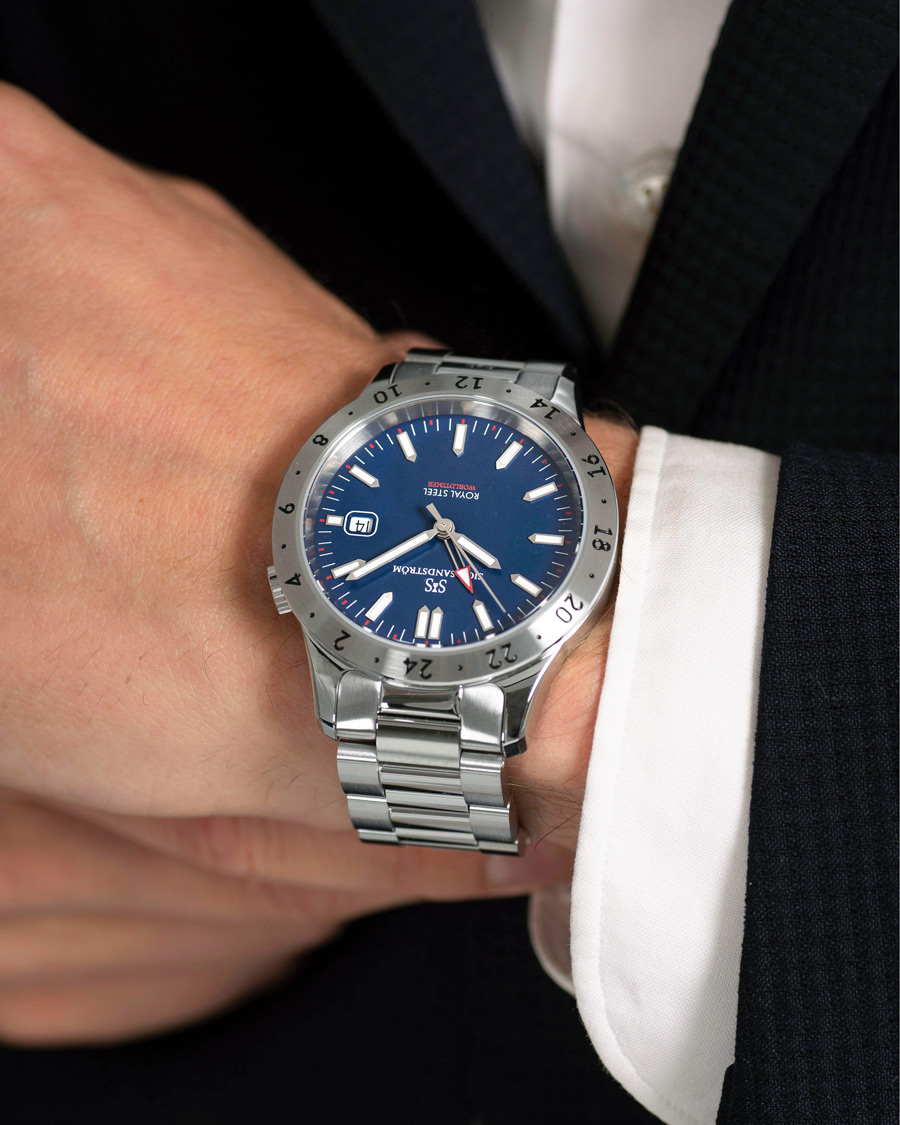 Sjöö Sandström Royal Steel Worldtimer 41mm Blue with Steel