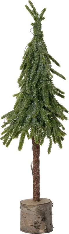 Intratuin - Kunstkerstboom Berk - Groen - 40 cm - Met Verlichting - 15 LED Lichtjes