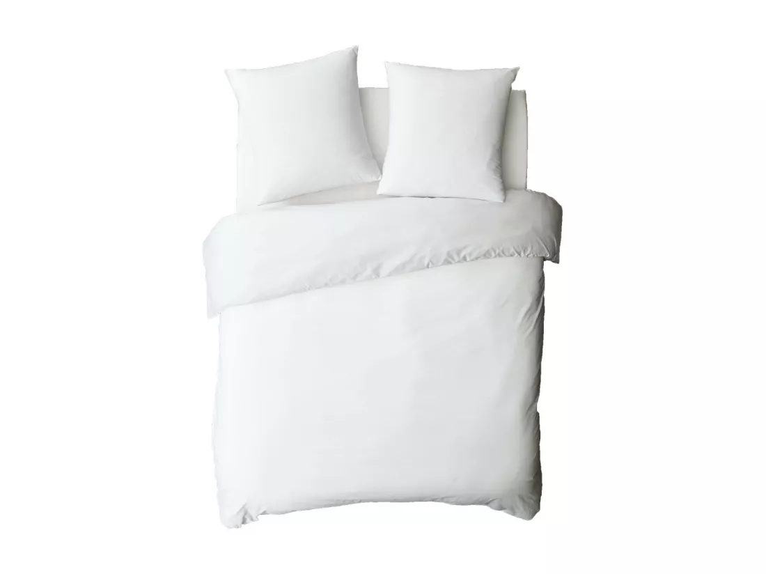 Drap housse uni en coton 57 fils blanc 140x200cm