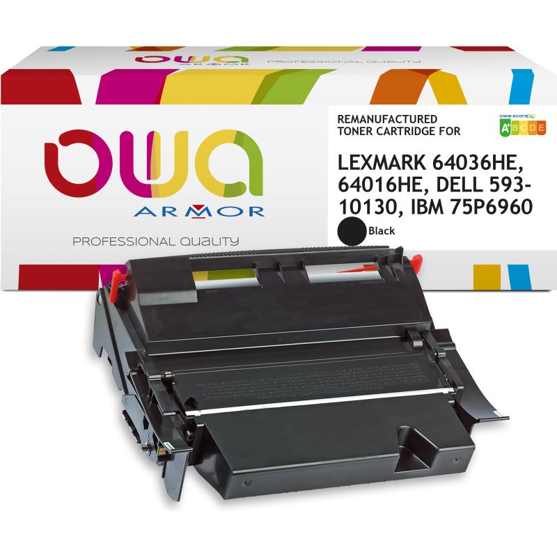Toner remanufacturé OWA - haute capacité - Noir - pour LEXMARK 64036HE, 64016HE, DELL 593-10130, IBM 75P6960