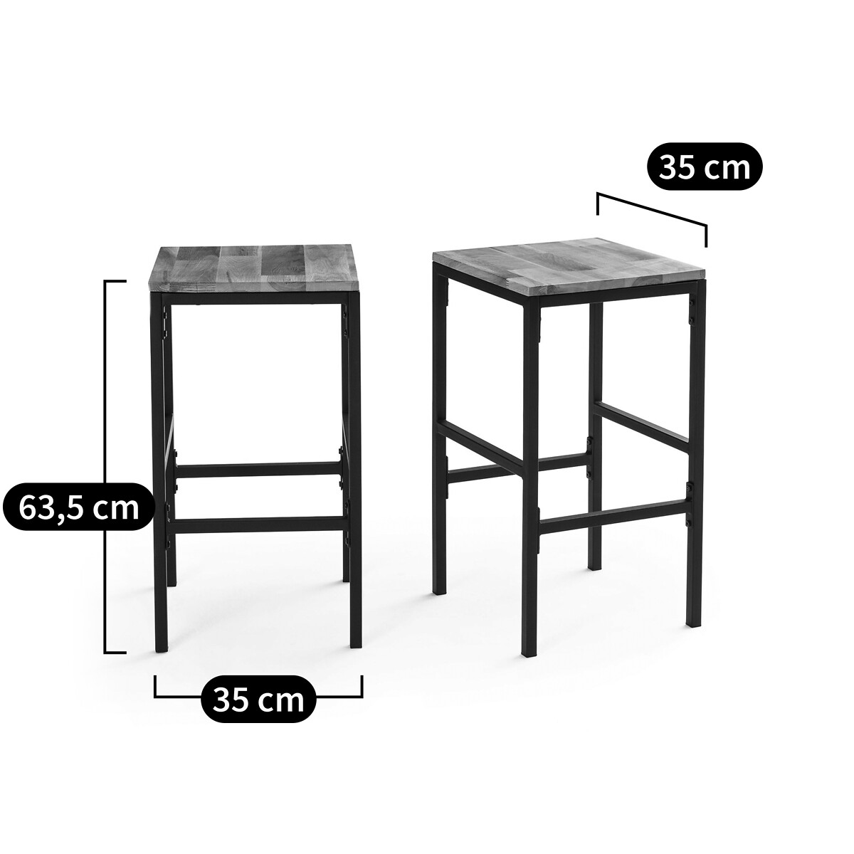 LA REDOUTE INTERIEURS<br>Conjunto de 2 banquetas de bar de altura média, Hiba