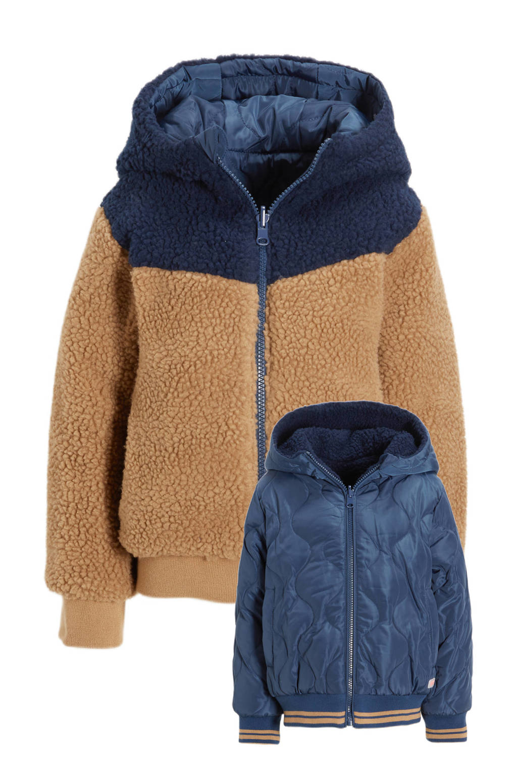 Orange Stars reversible winterjas Nanet bruin/blauw