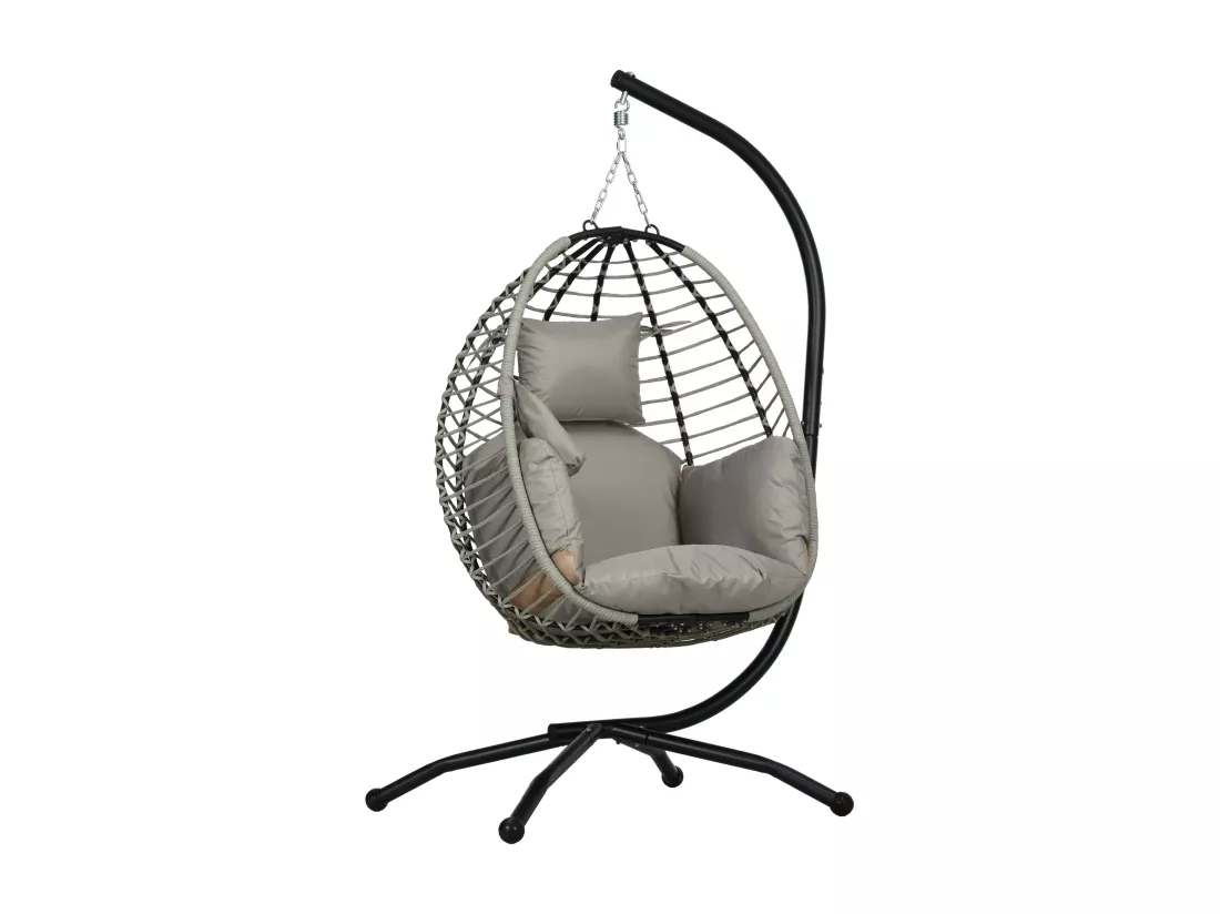 Fauteuil oeuf suspendu balancelle pliable avec coussin et support