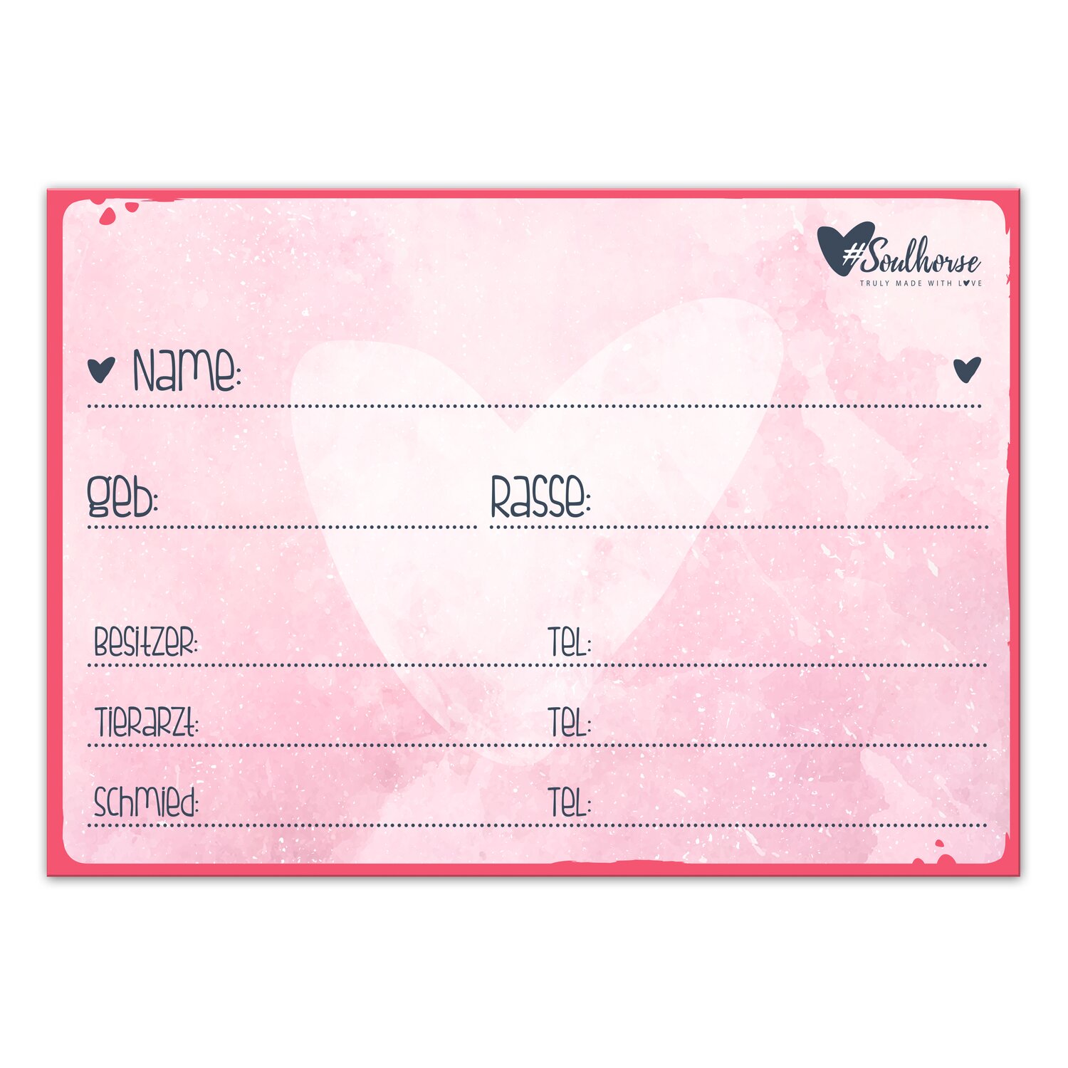 Soulhorse Boxenschild beschreibbar  - rosa - A4