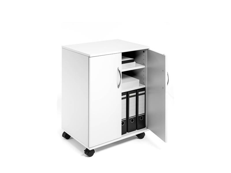 DURABLE Multifunktionswagen 74/53 2 Türen, 2 Böden, Weiss Bürowagen für eine saubere Ordnung