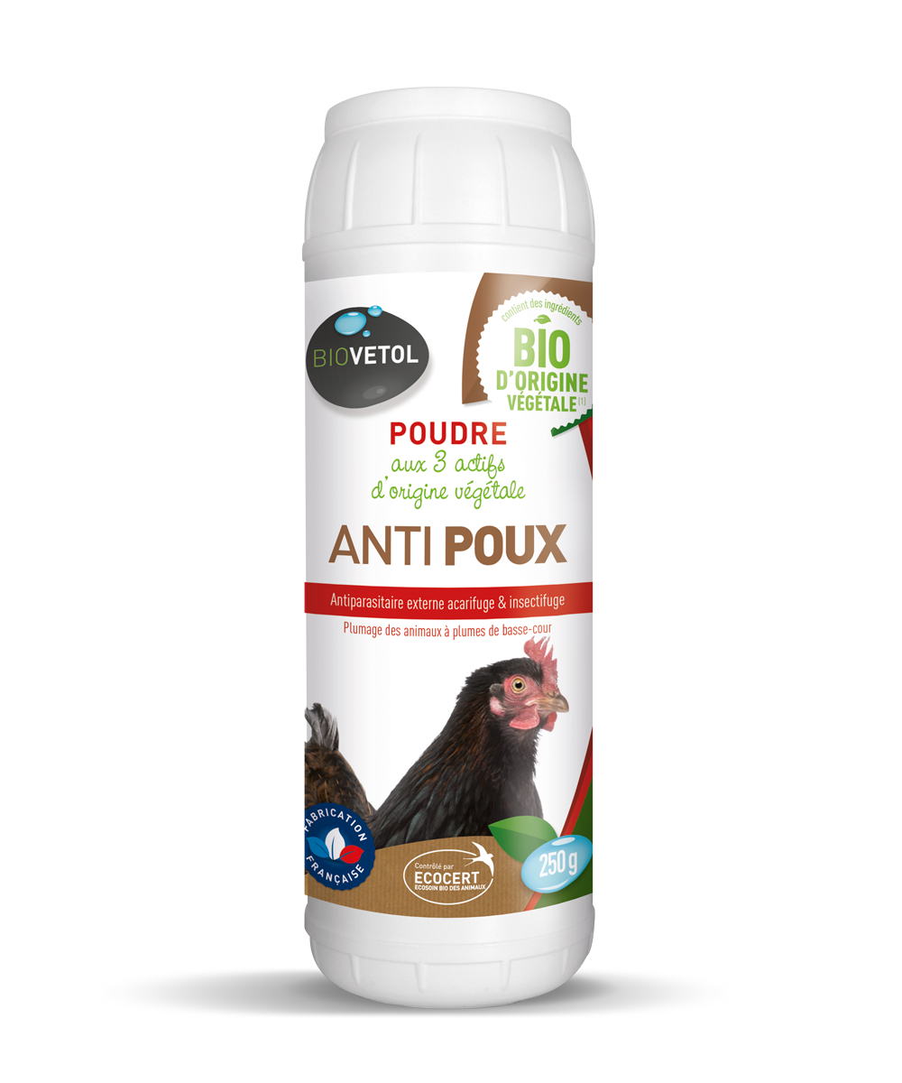 Poudre anti-poux - insectifuge bio certifié ecocert - soin basse-cour - 250g