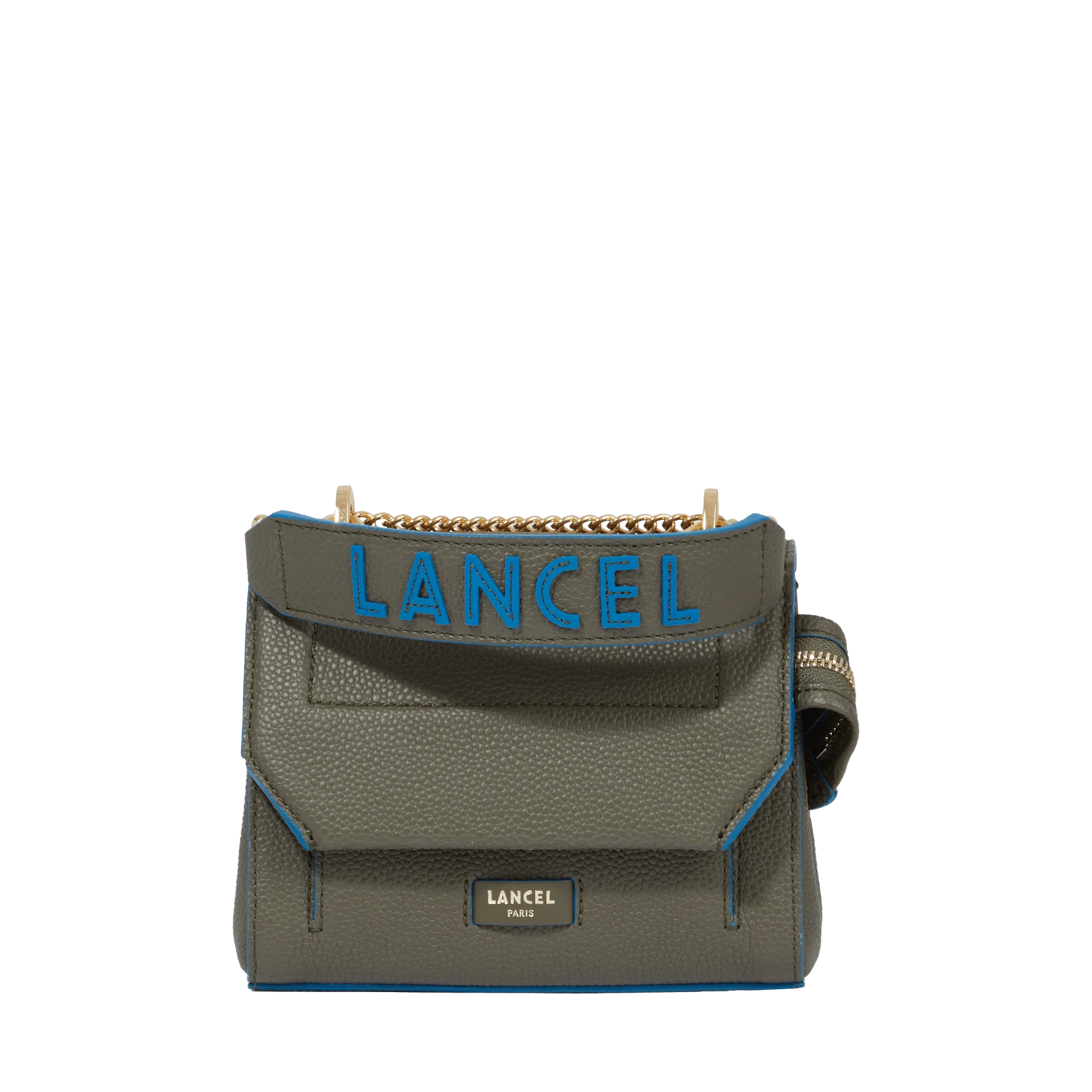 Sac rabat S Ninon de Lancel-Kaki fonce/Cobalt