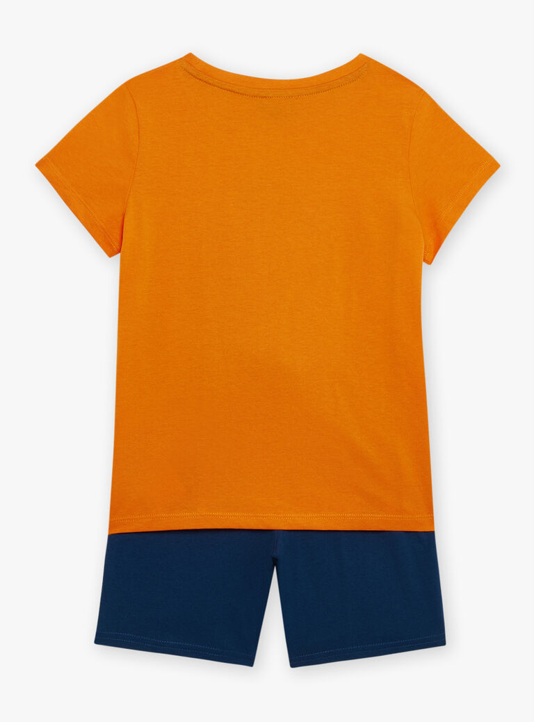 T-shirt et short orange et bleu marine en jersey