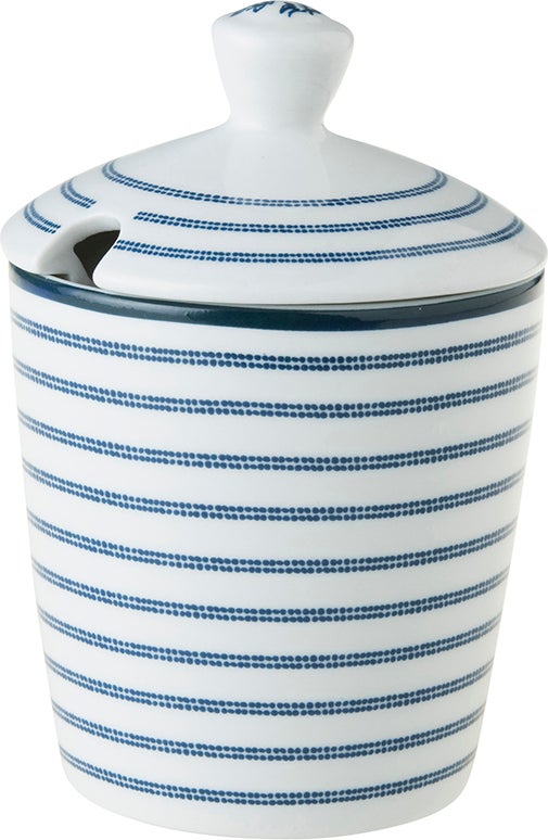 Laura Ashley suikerpot Candy Stripe blauw D 8 H 11,8 cm