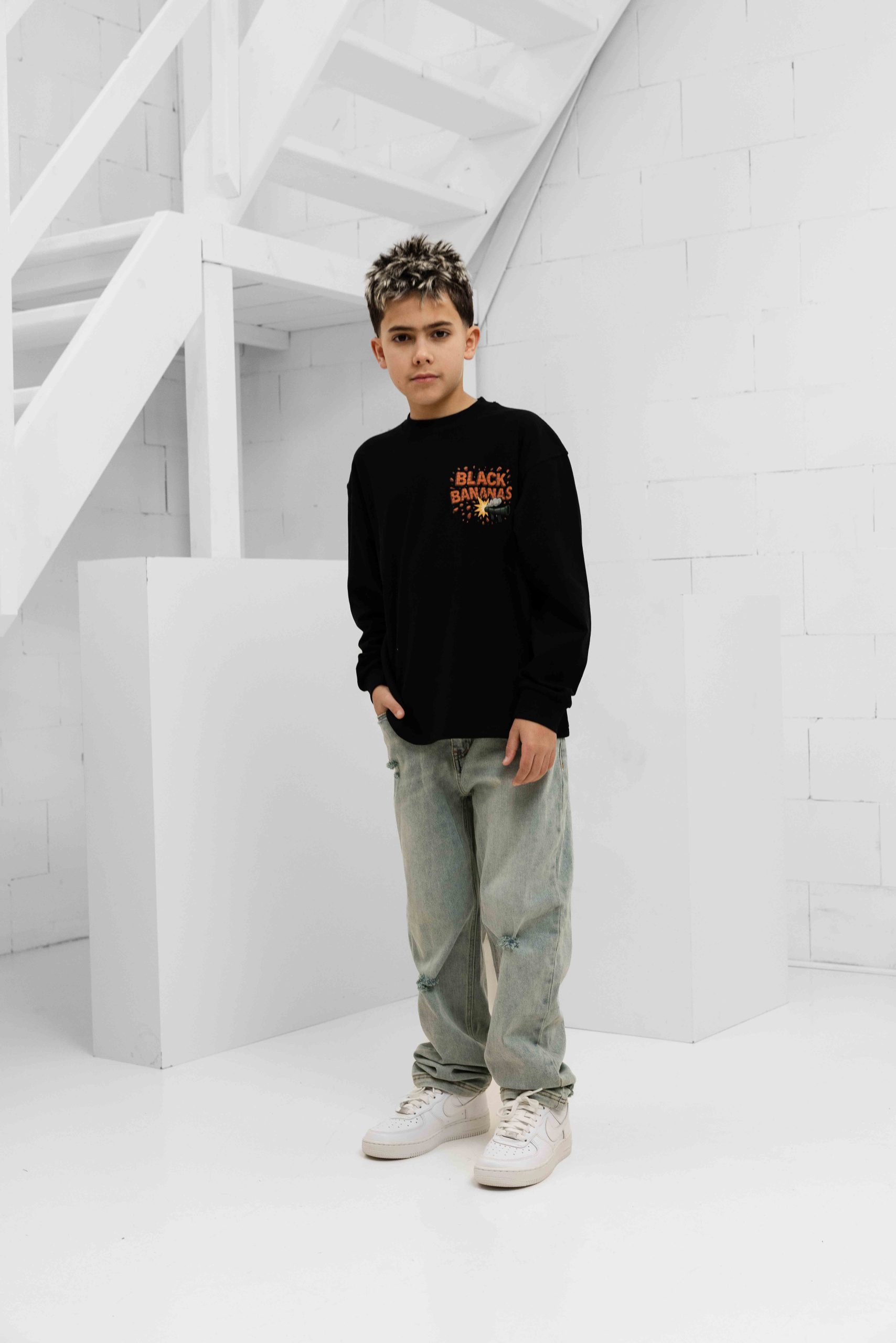 Black Bananas Explode Longsleeve Kids Zwart
