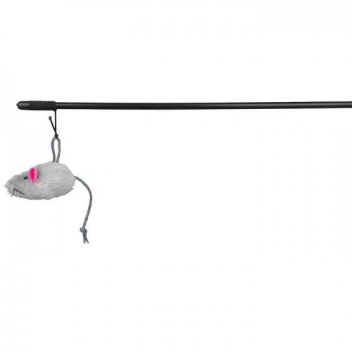 Vara de pesca Trixie com rato para gatos