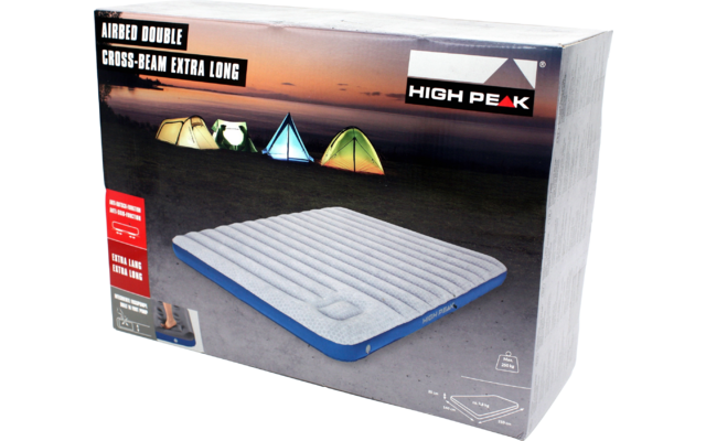 High Peak Air bed Cross Beam Extra Long Luftbett mit integrierter Pumpe hellgrau/blau