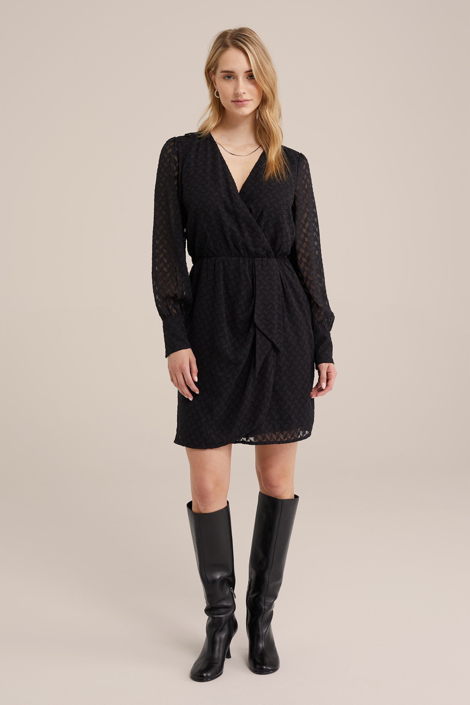 jurk met structuur WE Fashion Zwart
