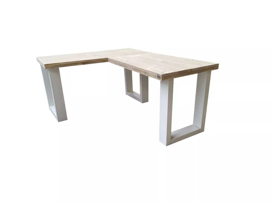 Wood4you - Bureau d'angle - Bois d'échafaudage de New England - Blanc 180/120